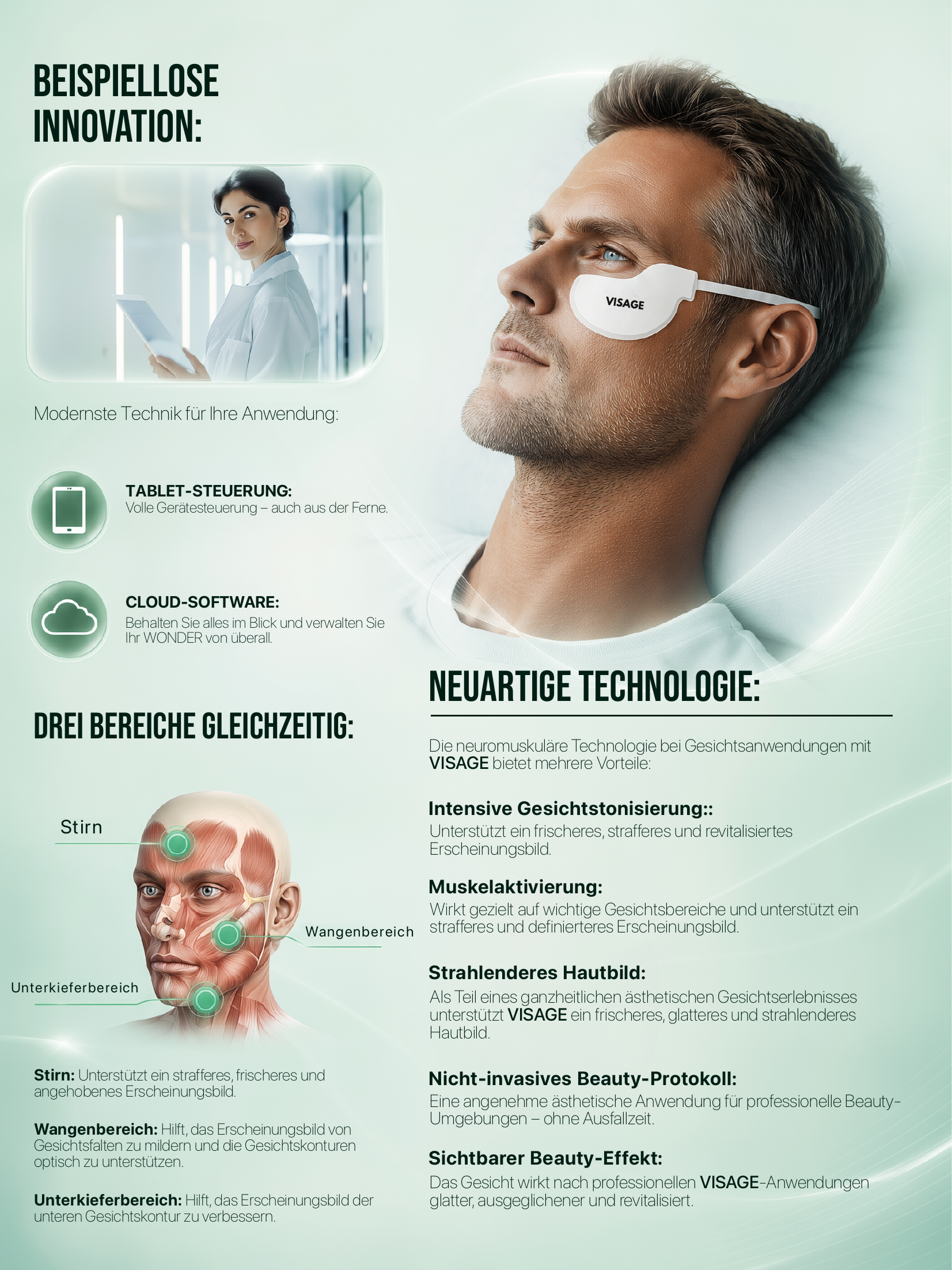 Originalbrosch&uuml;re: beispiellose Innovation, neuartige Technologie sowie Stirn, Wangen und Unterkiefer